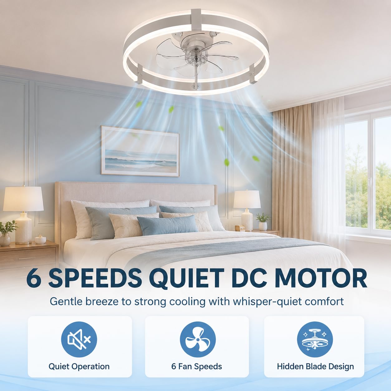 Ceiling Fan Mount - พัดลมเพดานขนาด 20 นิ้ว พร้อมไฟและรีโมท อะคริลิกโลหะสีดำ |