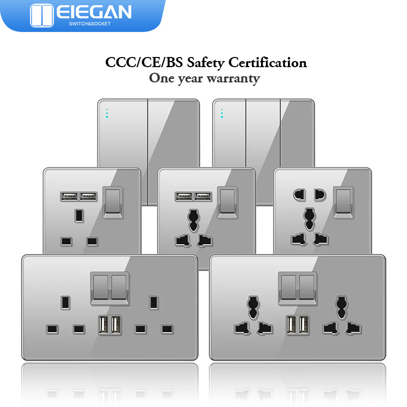 เต้ารับไฟฟ้า ELEGAN UK สีเทา 1 - Home Improvement Uk บทวิจารณ์และราคา